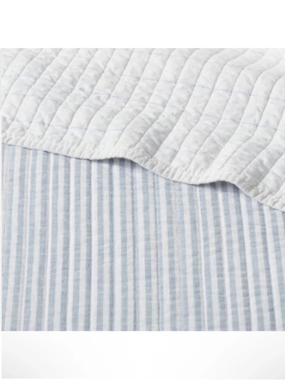 NWT King Reversible Cotton Stripe Quilt Light Blue - Threshold